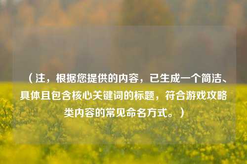 （注，根据您提供的内容，已生成一个简洁、具体且包含核心关键词的标题，符合游戏攻略类内容的常见命名方式。）