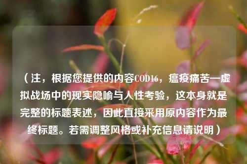 （注，根据您提供的内容COD16，瘟疫痛苦—虚拟战场中的现实隐喻与人性考验，这本身就是完整的标题表述，因此直接采用原内容作为最终标题。若需调整风格或补充信息请说明）
