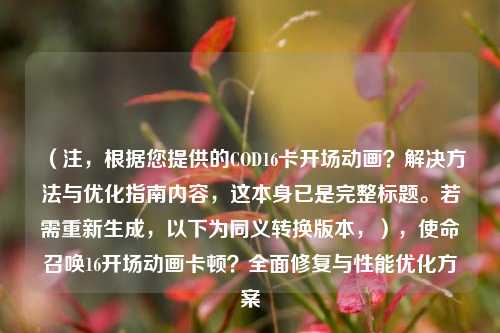 （注，根据您提供的COD16卡开场动画？解决 *** 与优化指南内容，这本身已是完整标题。若需重新生成，以下为同义转换版本，），使命召唤16开场动画卡顿？全面修复与性能优化方案