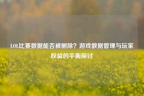 LOL比赛数据能否被删除？游戏数据管理与玩家权益的平衡探讨