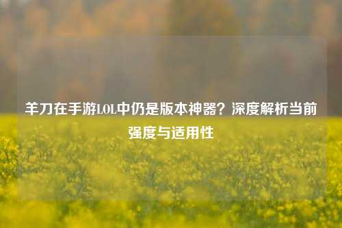 羊刀在手游LOL中仍是版本神器？深度解析当前强度与适用性