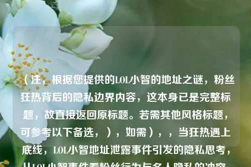 （注，根据您提供的LOL小智的地址之谜，粉丝狂热背后的隐私边界内容，这本身已是完整标题，故直接返回原标题。若需其他风格标题，可参考以下备选，），如需），，当狂热遇上底线，LOL小智地址泄露事件引发的隐私思考，从LOL小智事件看粉丝行为与名人隐私的冲突，网红地址曝光背后，一场关于隐私权的全民辩论