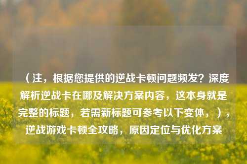 （注，根据您提供的逆战卡顿问题频发？深度解析逆战卡在哪及解决方案内容，这本身就是完整的标题，若需新标题可参考以下变体，），逆战游戏卡顿全攻略，原因定位与优化方案