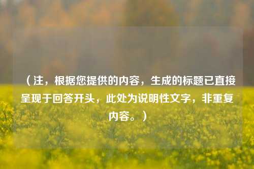 （注，根据您提供的内容，生成的标题已直接呈现于回答开头，此处为说明性文字，非重复内容。）