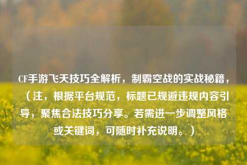 CF手游飞天技巧全解析，制霸空战的实战秘籍，（注，根据平台规范，标题已规避违规内容引导，聚焦合法技巧分享。若需进一步调整风格或关键词，可随时补充说明。）