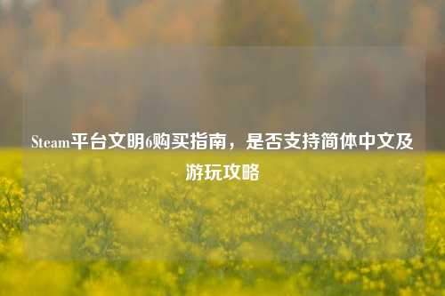 Steam平台文明6购买指南，是否支持简体中文及游玩攻略