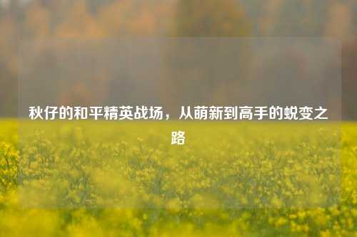 秋仔的和平精英战场，从萌新到高手的蜕变之路