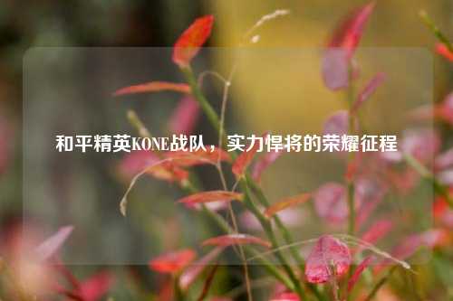 和平精英KONE战队，实力悍将的荣耀征程