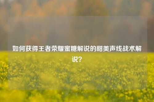 如何获得王者荣耀蜜糖解说的甜美声线战术解说？