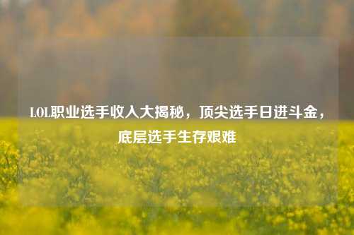 LOL职业选手收入大揭秘,顶尖选手日进斗金,底层选手生存艰难