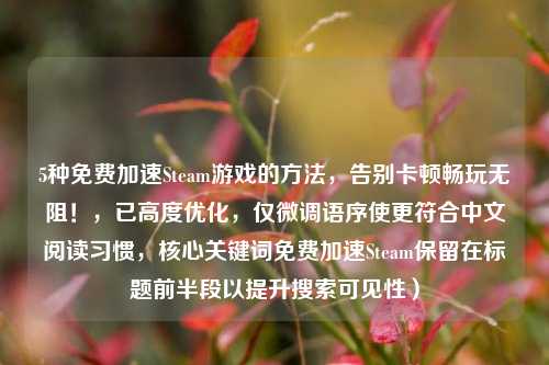 5种免费加速Steam游戏的 *** ，告别卡顿畅玩无阻！，已高度优化，仅微调语序使更符合中文阅读习惯，核心关键词免费加速Steam保留在标题前半段以提升搜索可见性）