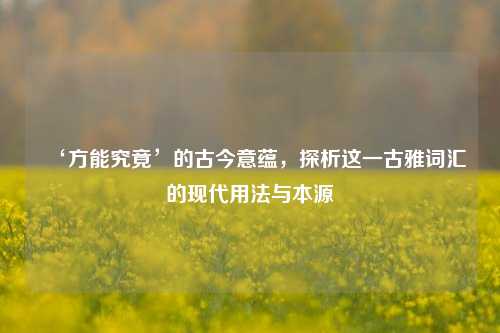 ‘方能究竟’的古今意蕴，探析这一古雅词汇的现代用法与本源