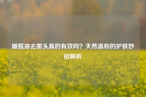 橄榄油去黑头真的有效吗？天然温和的护肤妙招解析