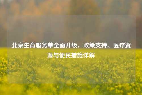 北京生育服务单全面升级，政策支持、医疗资源与便民措施详解