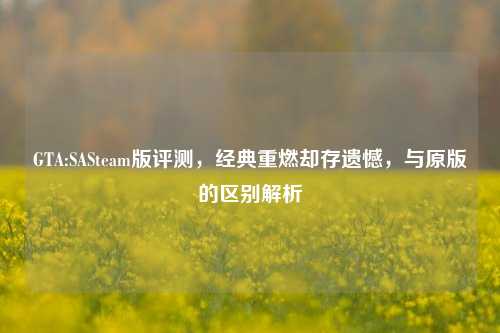 GTA:SASteam版评测，经典重燃却存遗憾，与原版的区别解析