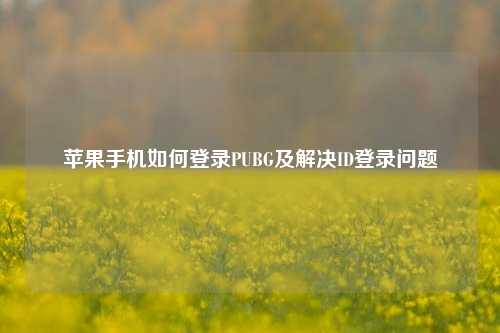 苹果手机如何登录PUBG及解决ID登录问题