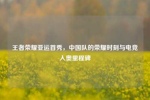 王者荣耀亚运首秀，中国队的荣耀时刻与电竞入奥里程碑