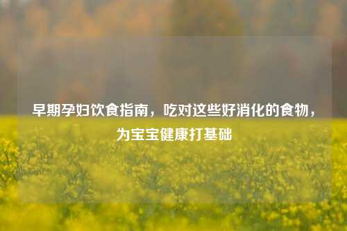 早期孕妇饮食指南,吃对这些好消化的食物,为宝宝健康打基础