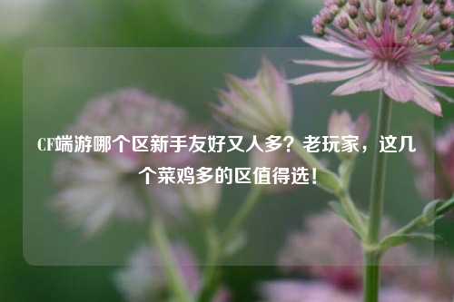CF端游哪个区新手友好又人多?老玩家,这几个菜鸡多的区值得选!