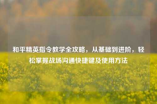和平精英指令教学全攻略,从基础到进阶,轻松掌握战场沟通快捷键及使用 ***