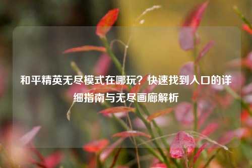 和平精英无尽模式在哪玩？快速找到入口的详细指南与无尽画廊解析