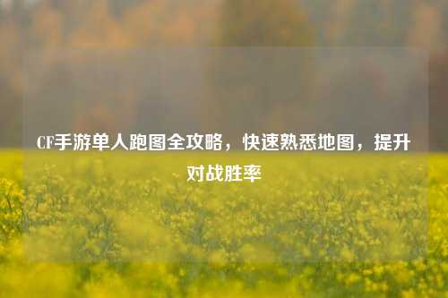 CF手游单人跑图全攻略,快速熟悉地图,提升对战胜率