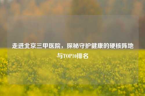 走进北京三甲医院,探秘守护健康的硬核阵地与TOP10排名