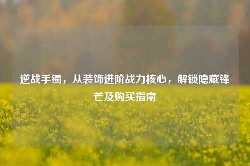 逆战手镯，从装饰进阶战力核心，解锁隐藏锋芒及购买指南