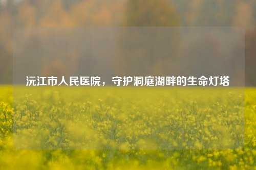 沅江市人民医院，守护洞庭湖畔的生命灯塔