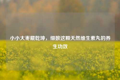 小小大枣藏乾坤,细数这颗天然维生素丸的养生功效