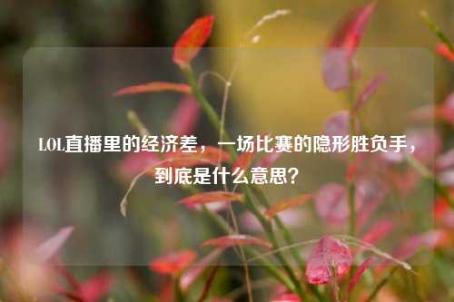 LOL直播里的经济差,一场比赛的隐形胜负手,到底是什么意思?