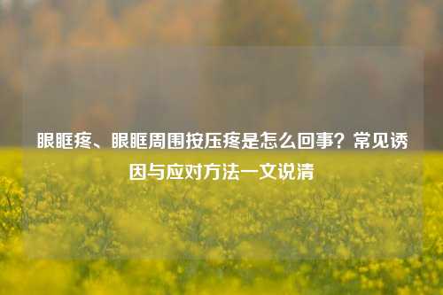 眼眶疼、眼眶周围按压疼是怎么回事?常见诱因与应对 *** 一文说清