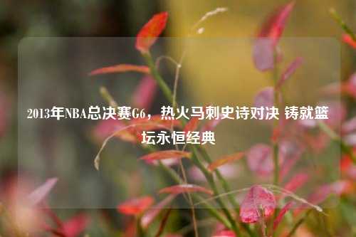 2013年NBA总决赛G6,热火马刺史诗对决 铸就篮坛永恒经典