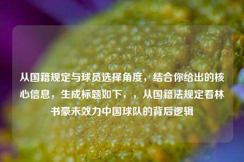 从国籍规定与球员选择角度,结合你给出的核心信息,生成标题如下,,从国籍法规定看林书豪未效力中国球队的背后逻辑