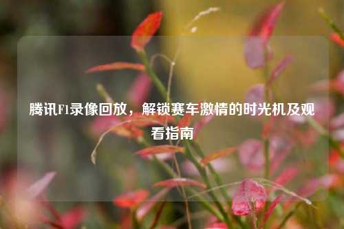 腾讯F1录像回放，解锁赛车 *** 的时光机及观看指南
