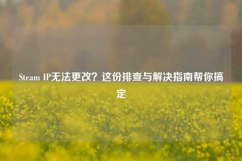 Steam IP无法更改？这份排查与解决指南帮你搞定