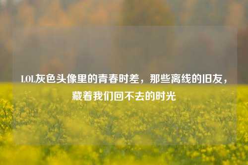 LOL灰色头像里的青春时差，那些离线的旧友，藏着我们回不去的时光
