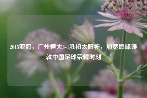 2015亚冠，广州恒大3-1胜柏太阳神，加冕巅峰铸就中国足球荣耀时刻