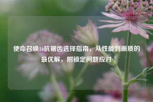 使命召唤16抗锯齿选择指南，从性能到画质的更优解，附锁定问题应对