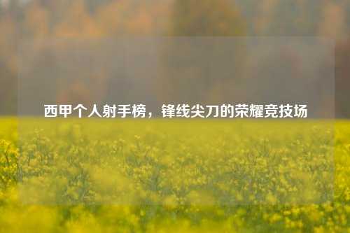 西甲个人射手榜，锋线尖刀的荣耀竞技场