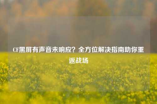 CF黑屏有声音未响应？全方位解决指南助你重返战场
