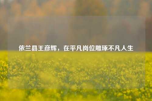 依兰县王彦辉，在平凡岗位雕琢不凡人生