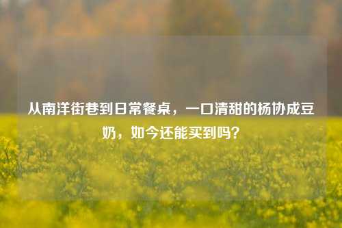 从南洋街巷到日常餐桌,一口清甜的杨协成豆奶,如今还能买到吗?