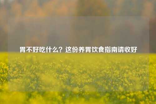 胃不好吃什么?这份养胃饮食指南请收好