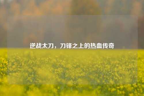 逆战太刀,刀锋之上的热血传奇
