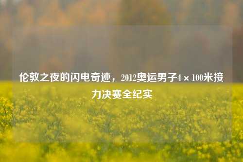 伦敦之夜的闪电奇迹,2012奥运男子4×100米接力决赛全纪实
